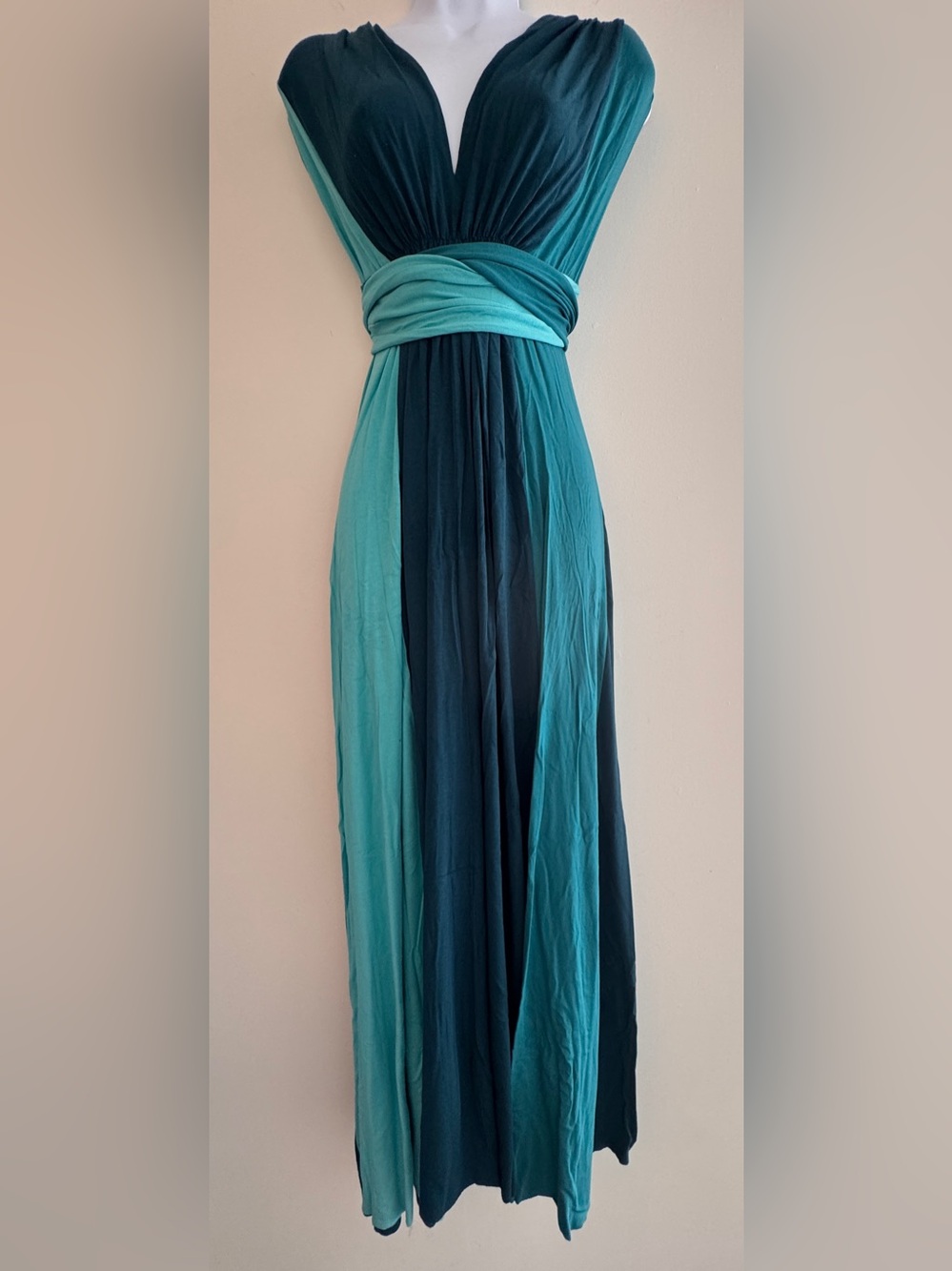 Rare Teal Blue Green Butter by Nadia Convertible Maxi Dress Stretch OSFM
